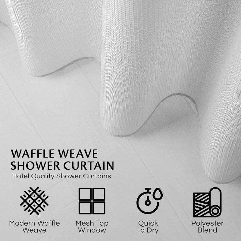 Winston Porter Rueban Waffle Weave Shower Curtain With Liner Sets